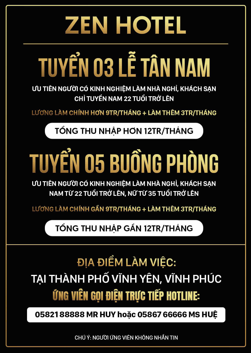 Việc Làm Tốt Lương Cao - Ứng Tuyển Ngay Sau Tết Âm Lịch Tại ZEN HOTEL